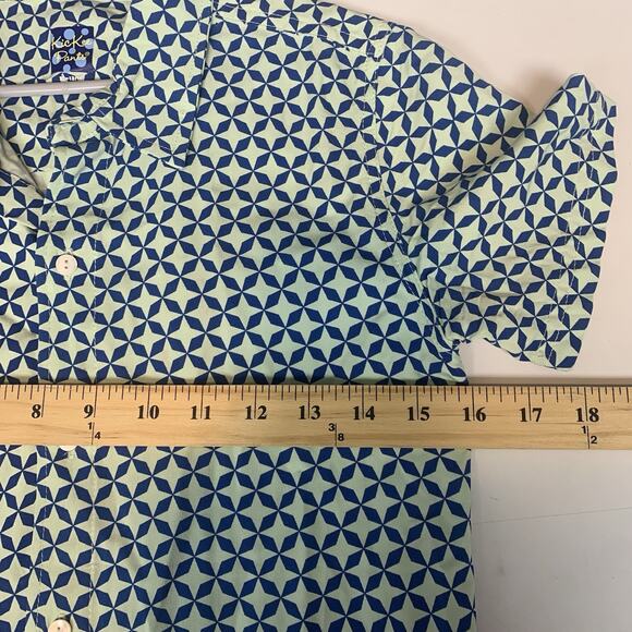 Kickee Pants Shirt Boys XL 12/14 Button Up Geometric Short Sleeve Blue Kids - Picture 4 of 6
